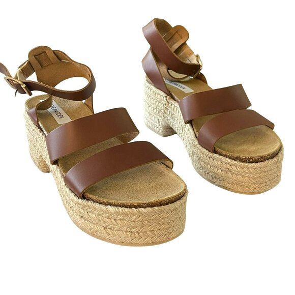 Steve Madden Brown Size 9 Espadrille Platform Wedge Sandal Shoes NWOB - Picture 1 of 6